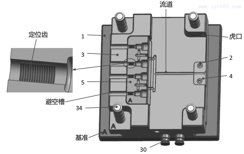 圖9 定模側(cè)模具結(jié)構(gòu)3D圖